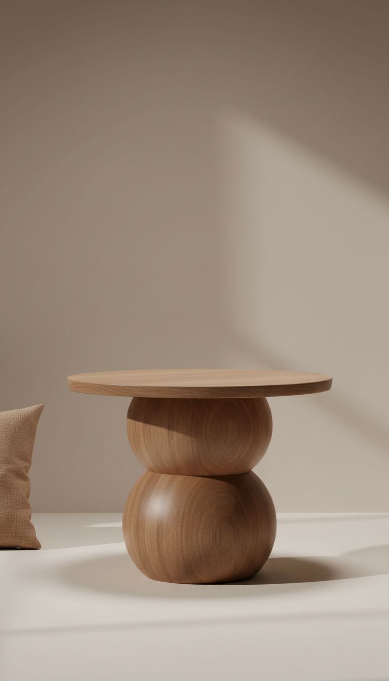 Blush Rosewood Side Table Sculptural Base